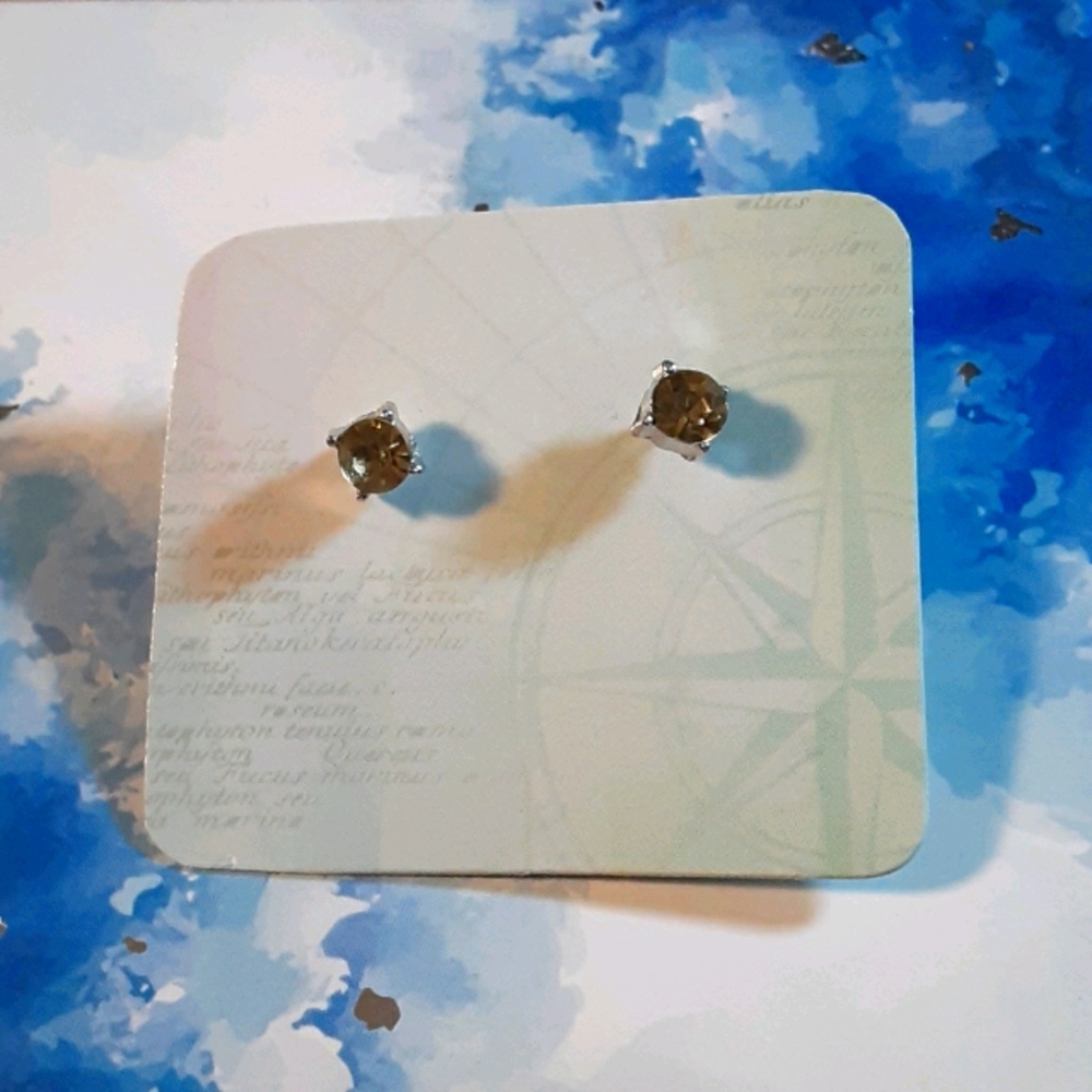 Yellow Jewel Stud Earrings